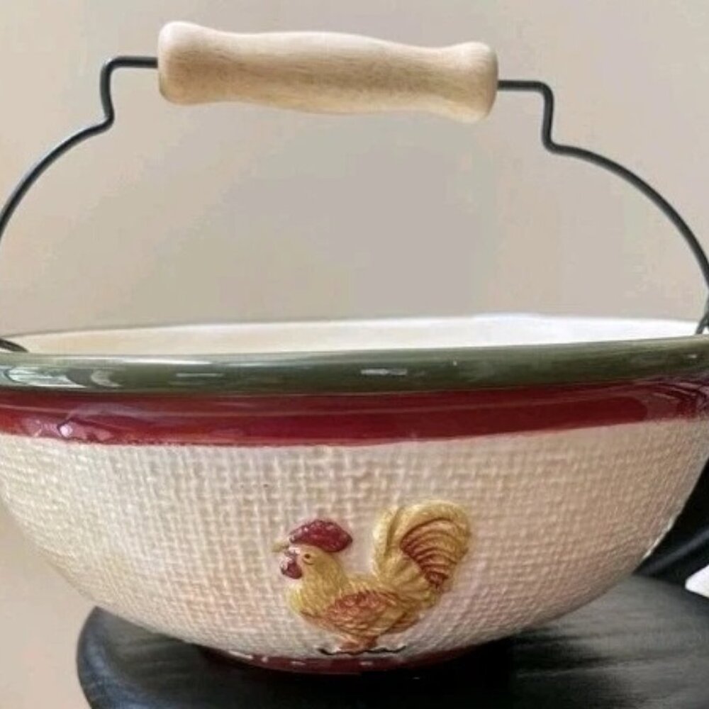 Rooster/Chicken Bowl Park Designs Rise 'N Shine With Metal Handle 9” Farmhouse